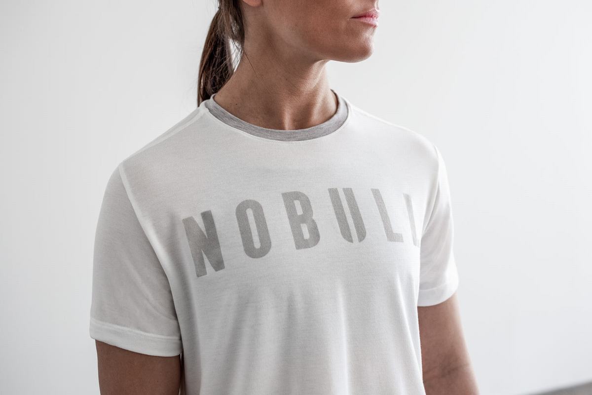 Nobull Boxy Women's T Shirts White | Australia (BY0264)